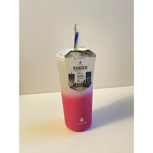 Manna Pink Ranger 24 Oz Tumbler With Starbucks Straw - Picture 1 of 7